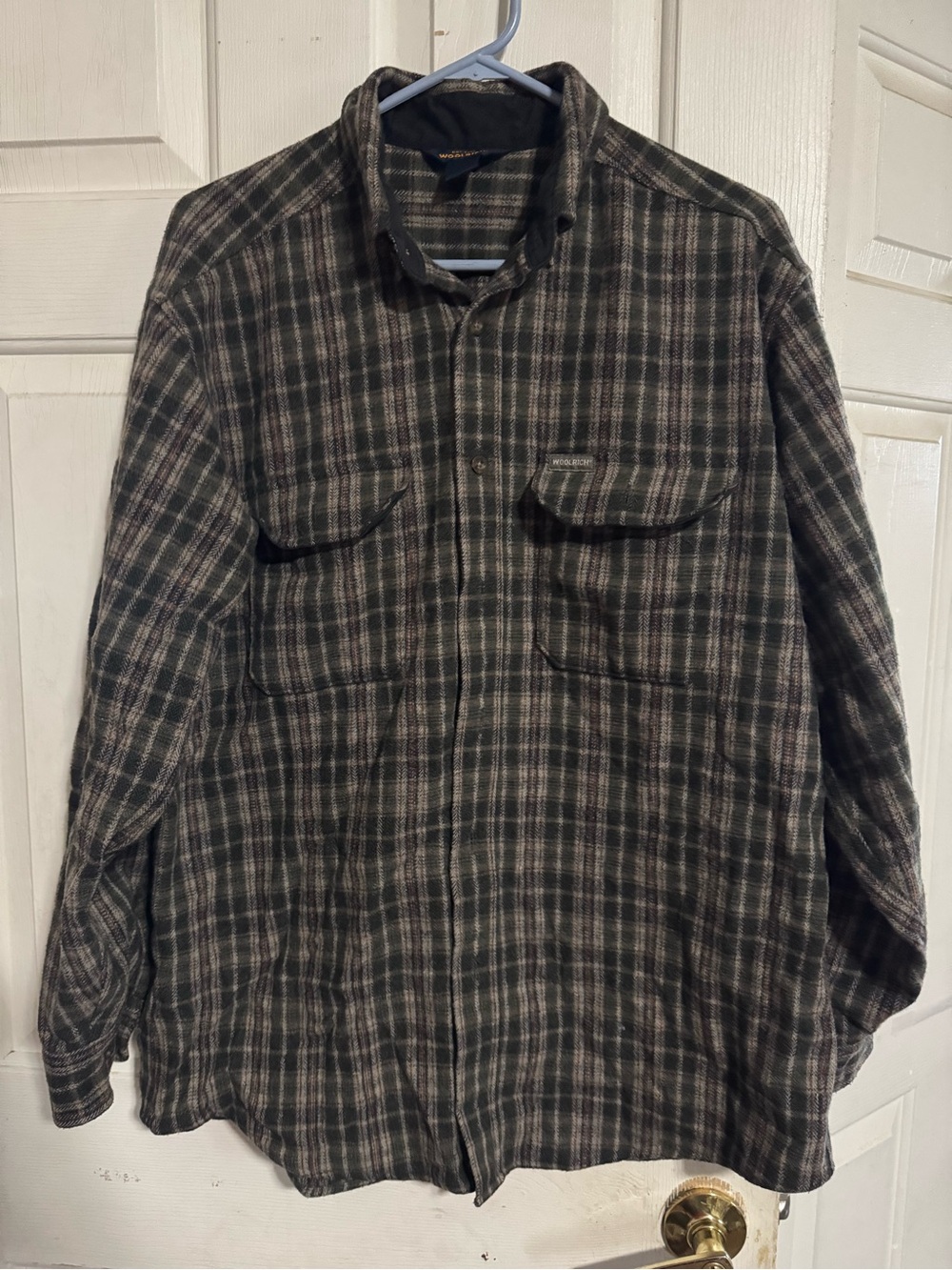 Woolrich Men's Black and Gray Plaid Shirt Jacket